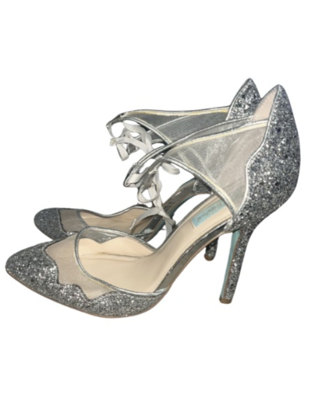 Blue by Betsey Johnson
"Stela" Silver Glitter Mesh Pumps 9.5 - Picture 5 of 10